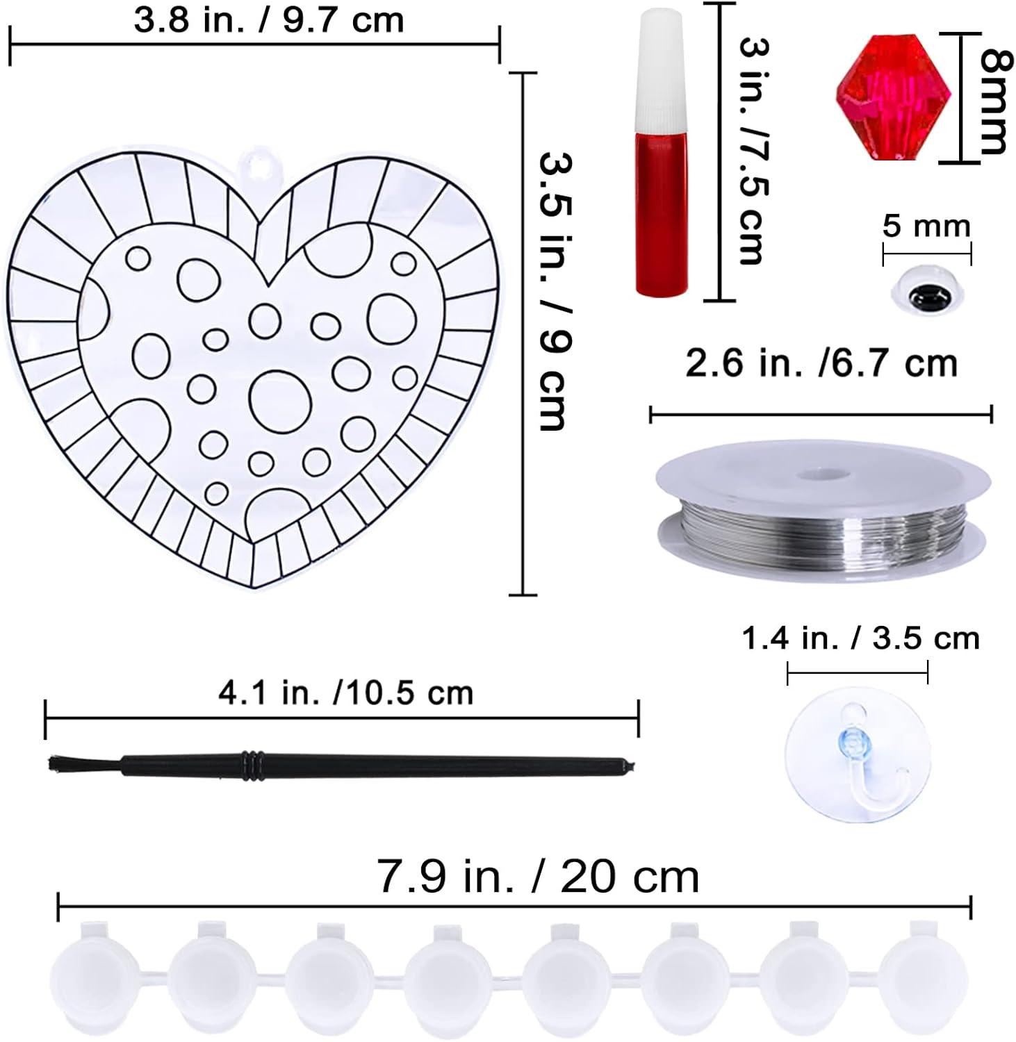 imageWinlyn 27 Sets Heart Suncatchers Ornaments Decoration DIY Window Paint Art Stickers Craft Kit Heart Sun Catchers for Kids Mothers Day Gift Valentines Day Classroom Art Project Party Favors