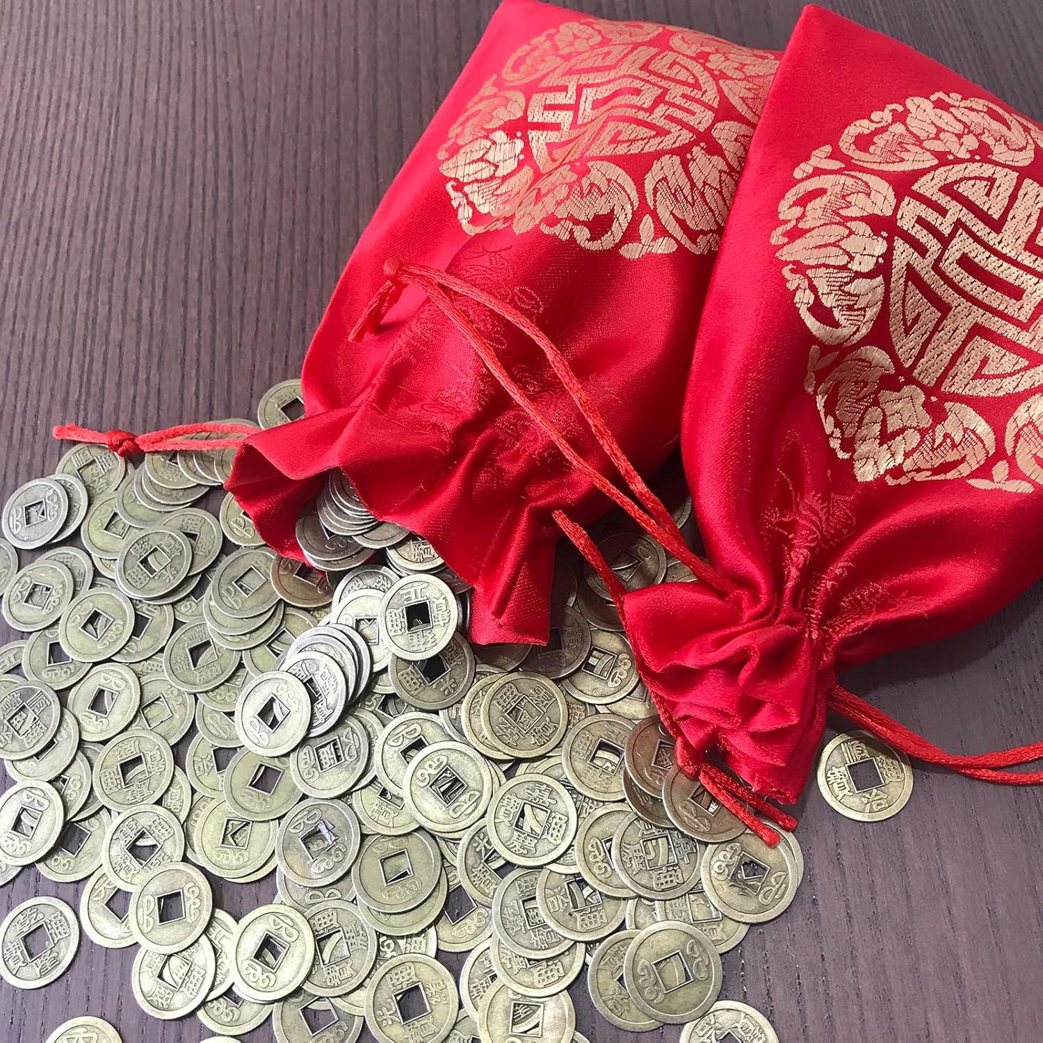 imageWinlyn 32 Pcs Chinese Lucky Bags Red Fu Good Luck Bags Decoration for Asian Vietnamese Tet Wealth Health Success Chinese Lunar New Year 2026 Year of the Horse Decor