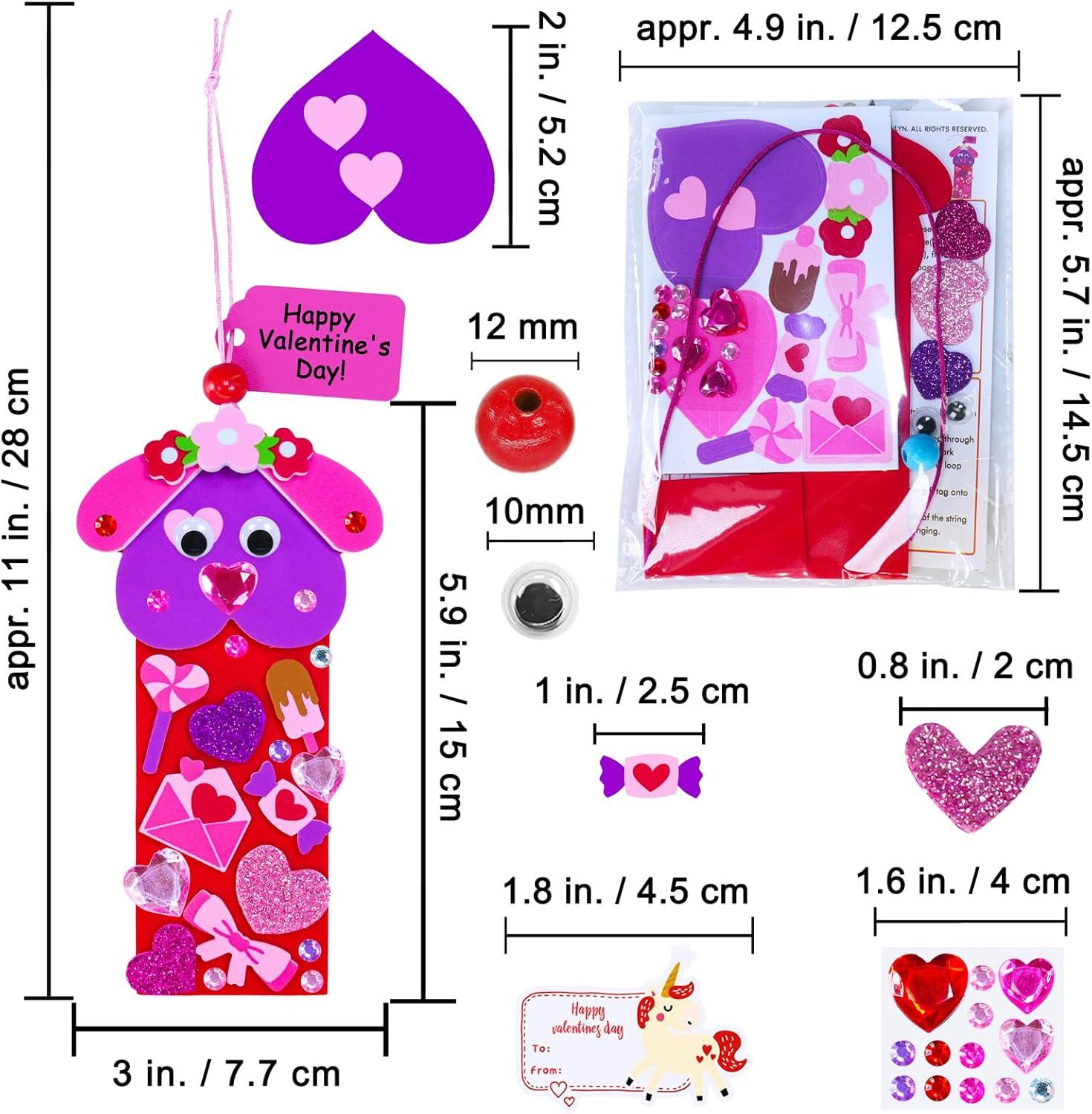 imageWinlyn 32 Sets Valentines Day Decorations DIY Heart Animal Bookmarks Valentine Craft Kits Blank Foam Bookmarks with Hearts Stickers for Kids Classroom Activities Reading Party Favors Gift Exchange