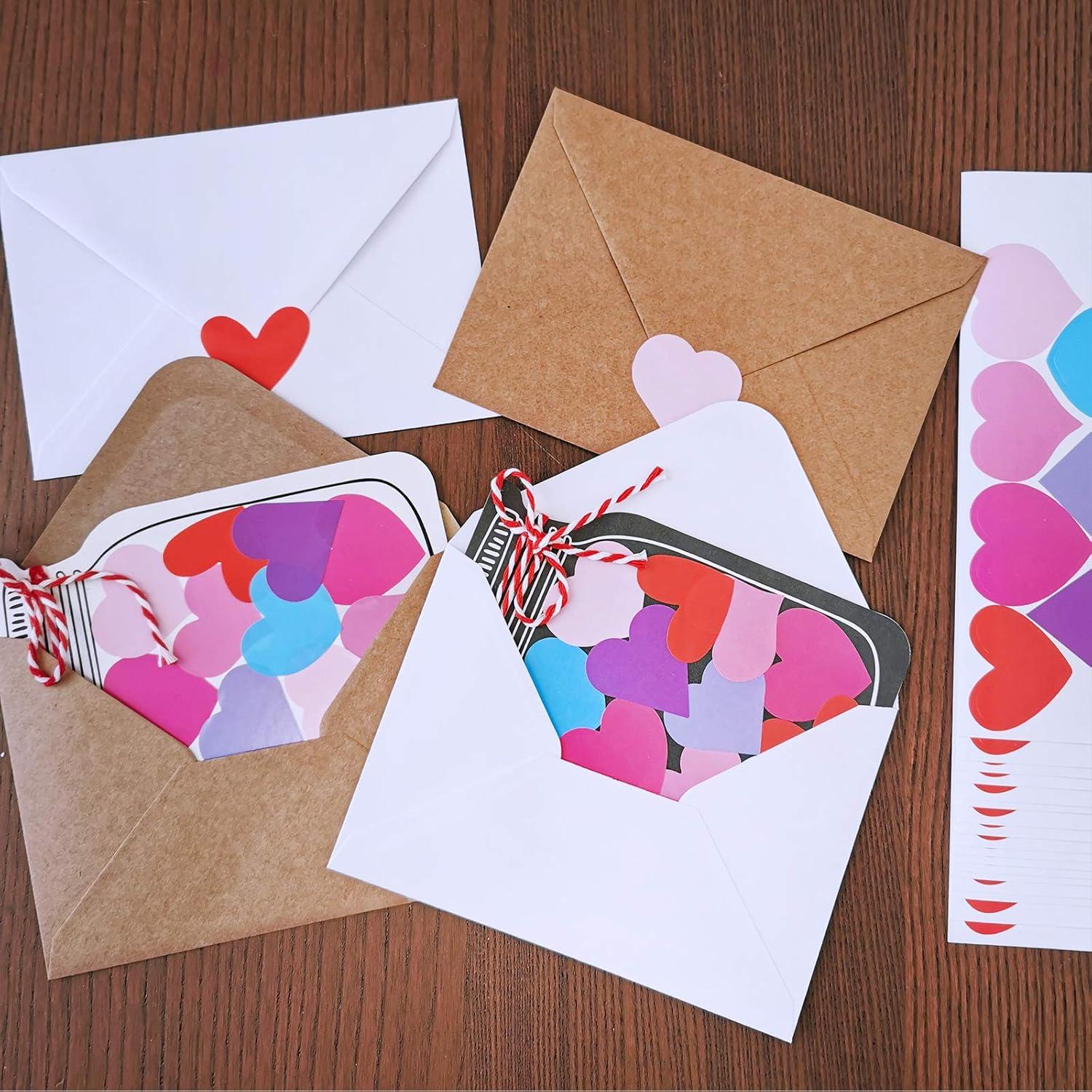 imageWinlyn 60 Sets DIY Paper Heart in Jar Cards and Envelopes Stickers 3 Styles of Blank Diecut Jar Cardstock Note Cards with Assorted Love Hearts Stickers for Mothers Day Valentines Day Greeting