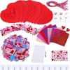 Winlyn 12 Sets Heart Wreath Ornaments Decorations Valentine Crafts Kits Heart Shaped Wreath Art Sets Valentine Heart Foam Stickers for Kids Valentine’s Day Party Classroom Activities Gift Exchange