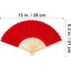 Winlyn 12 Sets Red Silk Hand Fans Chinese Handheld Silk Fans Bamboo Folding Fans Oriental Hand Fans with Bags for Asian Chinese Lunar New Year Party Favors Gift Dance Wedding Festival Holiday Decor