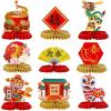 Winlyn 18 Pcs Chinese Lunar New Year Party Decorations Good Luck Honeycomb Centerpieces Hanging Red Lanterns Lucky Garland New Year Banner for Asian Vietnamese Tet Festival Wedding Horse Year 2026