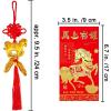 Winlyn 24 Pcs Chinese Lunar New Year Good Luck Fortune Ornaments Decorations Red Chinese Knot Tassel Ornaments and 24 Pcs Red Envelopes for Wealth Health Success Oriental Asian 2026 Year of The Horse
