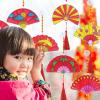 Winlyn 24 Sets Chinese New Year Fan Suncatcher Ornaments Decorations DIY Window Paint Art Craft Kits Sun Catchers Painting Kits for Kids Classroom Activities Lunar New Year Art Project Party Favors