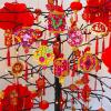 Winlyn 24 Sets Lunar New Year Decorations DIY Chinese Lantern Ornaments Craft Kits Blank Foam Lantern with Good Luck Stickers for Kids Asian Oriental Classroom Activities Party Favors Gift Exchange