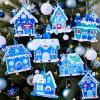 Winlyn 24 Sets Winter Decorations DIY 3D Gingerbread House Ornaments Christmas Crafts Kits Foam House with Snowflake Foam Stickers for Kids Holiday Seasonal Gift Home Classroom Activities Party Favors