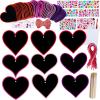 Winlyn 45 Sets 9 Styles Magic Color Scratch Black Valentine Heart Ornaments Decorations Valentine Scratch Art Heart Valentine’s Day Craft Kits for Kids Classroom Activities Party Favors Gift Exchange