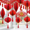 Winlyn Chinese New Year Decorations Set Red Paper Lanterns with Tassels Lucky Fu Ornaments Hanging Fans Good Luck Garlands for 2026 Spring Festival Lunar New Year Home Party Wedding Holiday Decor