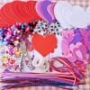 Winlyn Craft Kit, 24 Sets Valentine’s Day Animal Ornaments, DIY Heart Crafts Stickers, Art Sets for Kids Party Classroom Activities Gift Exchange