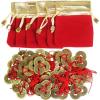 Supla 30 Pcs Chinese Lucky Coins Good Fortune Coins Good Luck Ornaments Decorations 3 Brass Coins Knotted with Red Ribbon and Lucky Bags for Wealth Health Success Asian Lunar Chinese New Year 2026