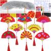 Winlyn 24 Sets Chinese New Year Fan Suncatcher Ornaments Decorations DIY Window Paint Art Craft Kits Sun Catchers Painting Kits for Kids Classroom Activities Lunar New Year Art Project Party Favors