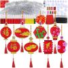 Winlyn 24 Sets Chinese New Year Lantern Suncatcher Ornaments Decorations DIY Window Paint Art Craft Kits Red Lantern Painting Kits for Kids Classroom Activities Lunar New Year Art Project Party Favors