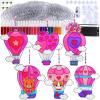 Winlyn 24 Sets Heart Hot Air Balloon Suncatchers Ornaments Decorations DIY Window Paint Art Craft Kits Sun Catcher Painting Kit for Kids Valentine’s Day Classroom Activities Party Favors Gift Exchange