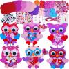 Winlyn 24 Sets Valentine’s Day Craft Kits Heart Crafts DIY Owl Ornaments Decorations Art Sets Foam Owl Heart Stickers for Kids Party Classroom Activities Gift Exchange