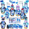 Winlyn 24 Sets Winter Decorations DIY Penguin Ornaments Bookmarks Christmas Craft Kits Foam Penguin with Snowflake Foam Stickers for Kids Holiday Seasonal Gift Home Classroom Activities Party Favors