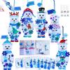 Winlyn 24 Sets Winter Decorations DIY Polar Bear Ornament Bookmark Christmas Craft Kits Foam Polar Bear Bookmark with Festive Snowflake Foam Stickers for Kids Holiday Classroom Activities Party Favors