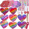 Winlyn 32 Sets Colorful Magic Color Scratch Valentine Hearts Ornaments Decorations Valentine Scratch Art Hearts Valentine’s Day Craft Kits for Kids Classroom Activities Party Favors Gift Exchange