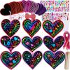 Winlyn 45 Sets 9 Styles Magic Color Scratch Black Valentine Heart Ornaments Decorations Valentine Scratch Art Heart Valentine’s Day Craft Kits for Kids Classroom Activities Party Favors Gift Exchange