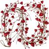Winlyn 5.2′ Valentine’s Day Garland Red Heart and Berry Burgundy Berry Pip Artificial Garland Decorations for Spring Wedding Valentine Fireplace Mantel Table Décor (Red)(Red)