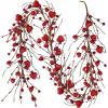 Winlyn 5.2′ Valentine’s Day Garland Red Heart and Berry Burgundy Berry Pip Artificial Garland Decorations for Spring Wedding Valentine Fireplace Mantel Table Décor (Red)(Glitter Red)