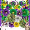 Winlyn 30 Pcs Mardi Gras Party Decorations: Purple, Green, Yellow Banners, Fans, Cutouts, Swirls, Pom-Poms for Mardi Gras, New Orleans, Bachelorette Party, Backdrop Decor