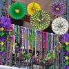 Winlyn 30 Pcs Mardi Gras Party Decorations: Purple, Green, Yellow Banners, Fans, Cutouts, Swirls, Pom-Poms for Mardi Gras, New Orleans, Bachelorette Party, Backdrop Decor