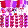 Winlyn 36 Sets Valentine’s Day Decorations DIY Heart Bookmarks Valentine Craft Kits Blank Foam Heart Bookmarks Hearts Foam Stickers for Kids Classroom Activities Reading Party Favors Gift Exchange