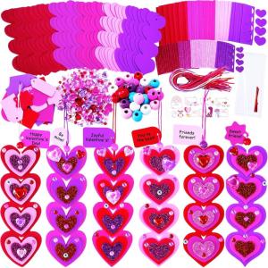 Winlyn 36 Sets Valentine’s Day Decorations DIY Heart Bookmarks Valentine Craft Kits Blank Foam Heart Bookmarks Hearts Foam Stickers for Kids Classroom Activities Reading Party Favors Gift Exchange