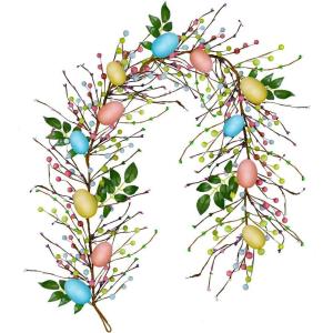 Winlyn 6 FT Long Artificial Mixed Berry Spring Garland Hanging Rustic Pastel Easter Vine String for Seasonal Decoration Wreath Making