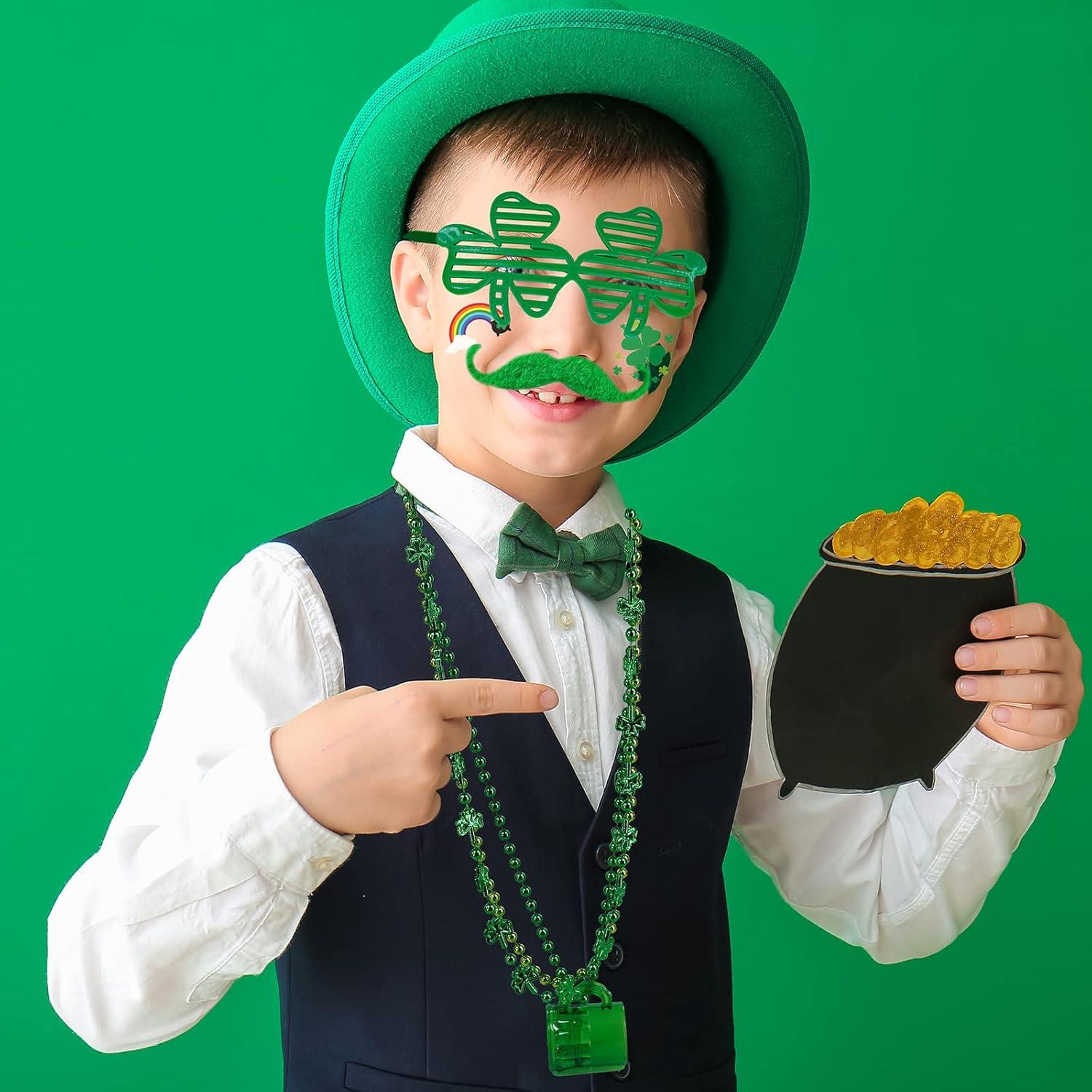image:imageWinlyn Bulk St Patricks Day Novelty Jewelry Assortment St Pats Party Favors Supplies Shamrock Necklace Coins Head Bopper Bracelet Tattoo Mustaches Accessories for St Pattys Day Irish Party Decor