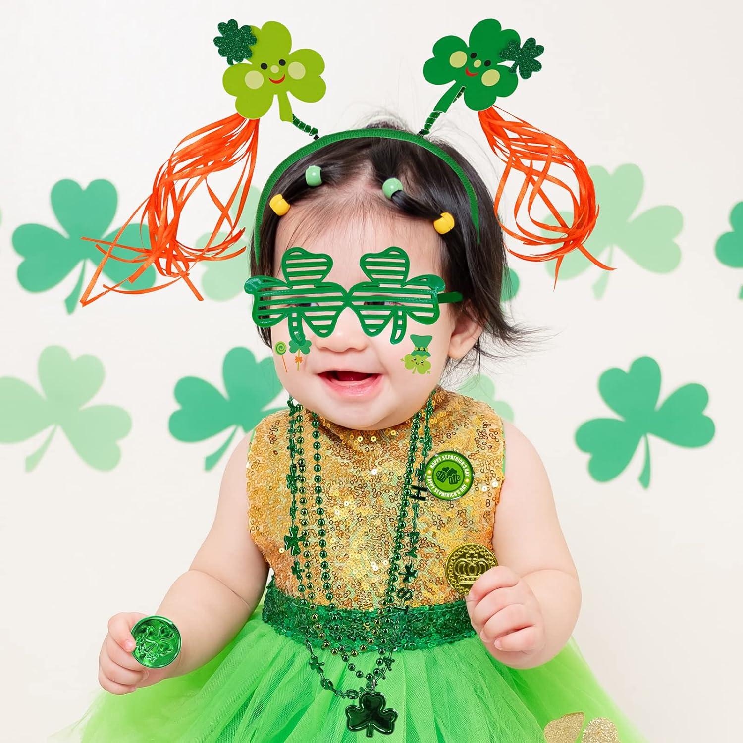 image:imageWinlyn Bulk St Patricks Day Novelty Jewelry Assortment St Pats Party Favors Supplies Shamrock Necklace Coins Head Bopper Bracelet Tattoo Mustaches Accessories for St Pattys Day Irish Party Decor