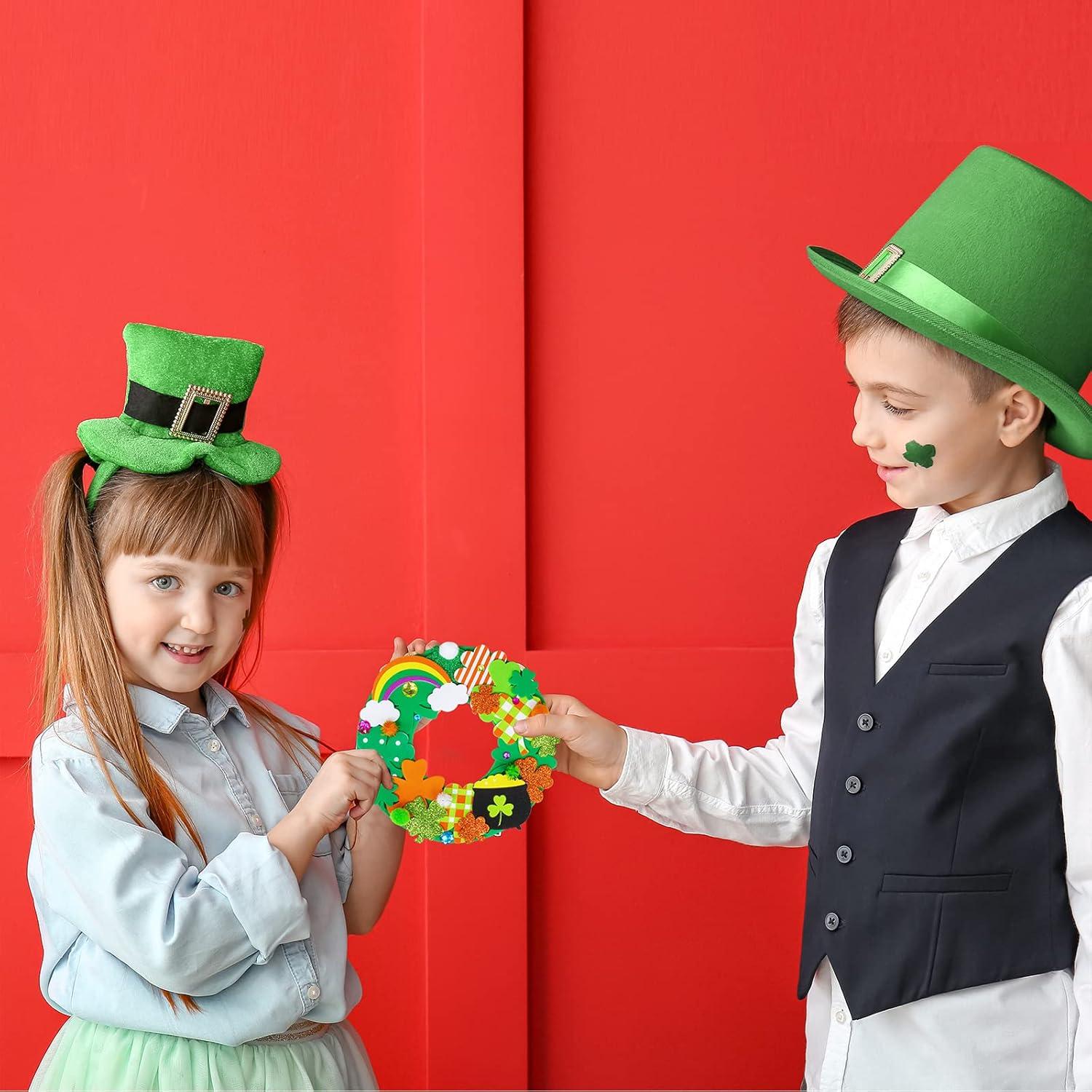 image:image12 Sets St Patricks Day Shamrock Wreath Sign Decorations Foam St Patricks Day Craft Kits Lucky Shamrock FourLeaf Clover Rainbow Foam Stickers for Kids Party Favors Classroom Activity Art Project