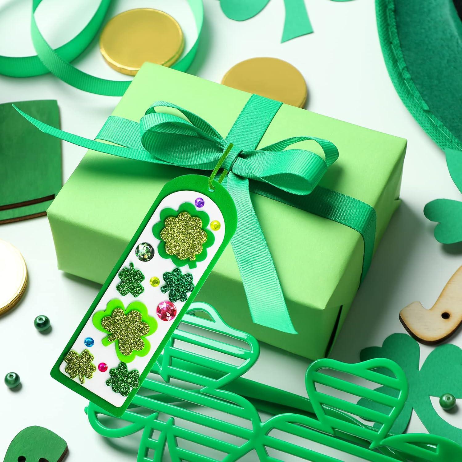 image:imageWinlyn 24 Sets St Patricks Day Decorations DIY 3D Shamrock Bookmark Craft Kits Blank Foam Bookmarks Lucky Shamrock Four Leaf Clover Stickers for Kids Reading Gifts Classroom Activities Art Projects