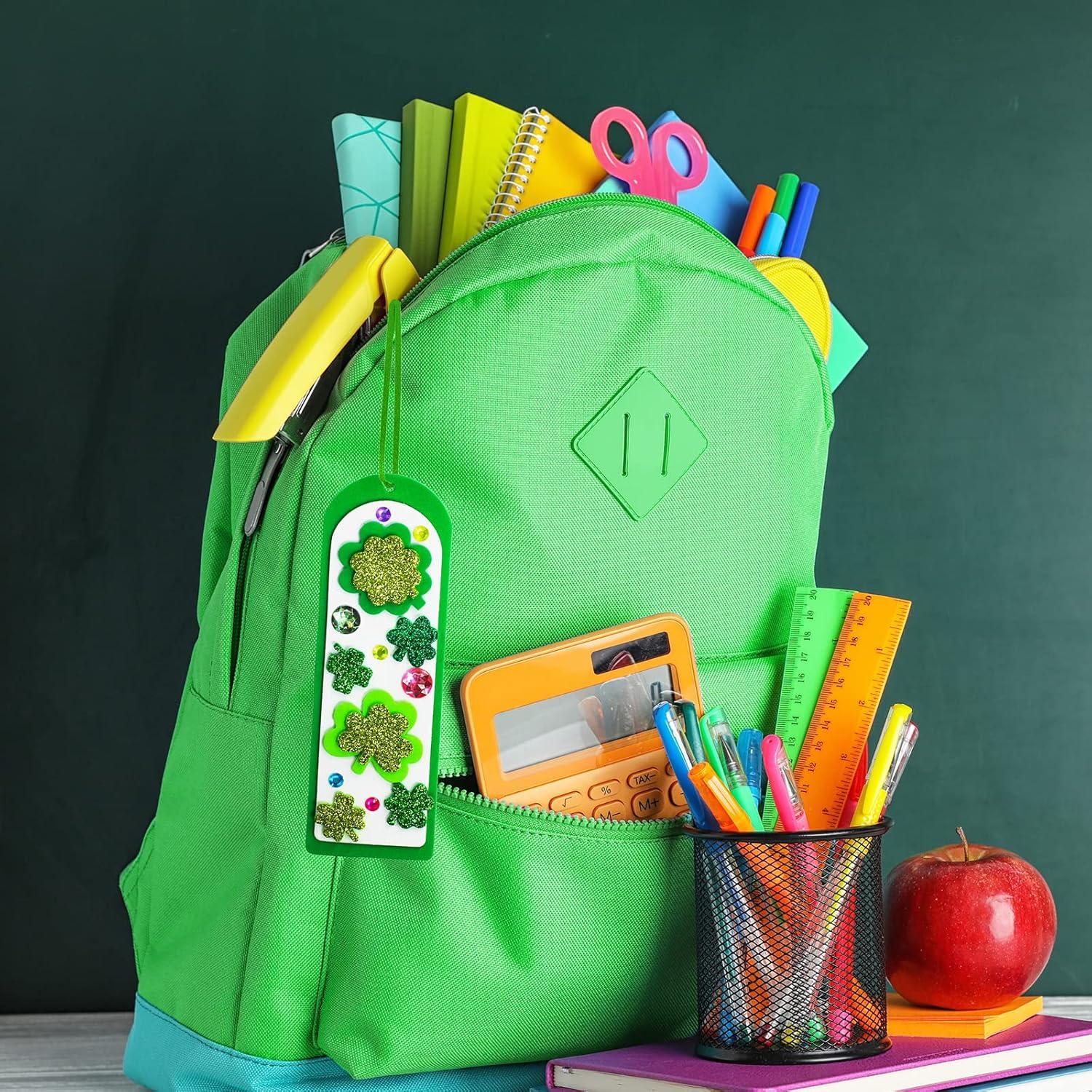 image:imageWinlyn 24 Sets St Patricks Day Decorations DIY 3D Shamrock Bookmark Craft Kits Blank Foam Bookmarks Lucky Shamrock Four Leaf Clover Stickers for Kids Reading Gifts Classroom Activities Art Projects