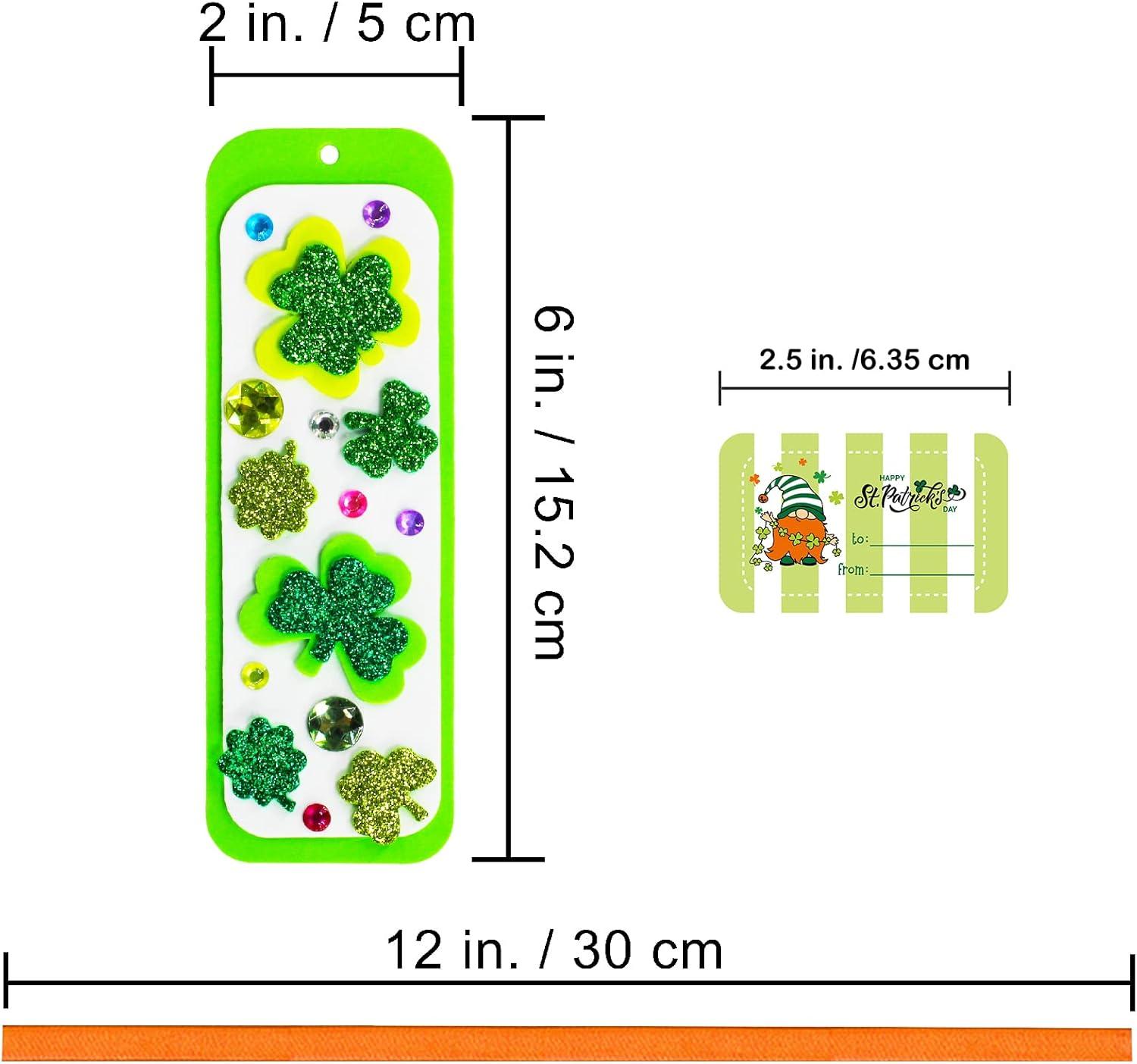 image:imageWinlyn 24 Sets St Patricks Day Decorations DIY 3D Shamrock Bookmark Craft Kits Blank Foam Bookmarks Lucky Shamrock Four Leaf Clover Stickers for Kids Reading Gifts Classroom Activities Art Projects