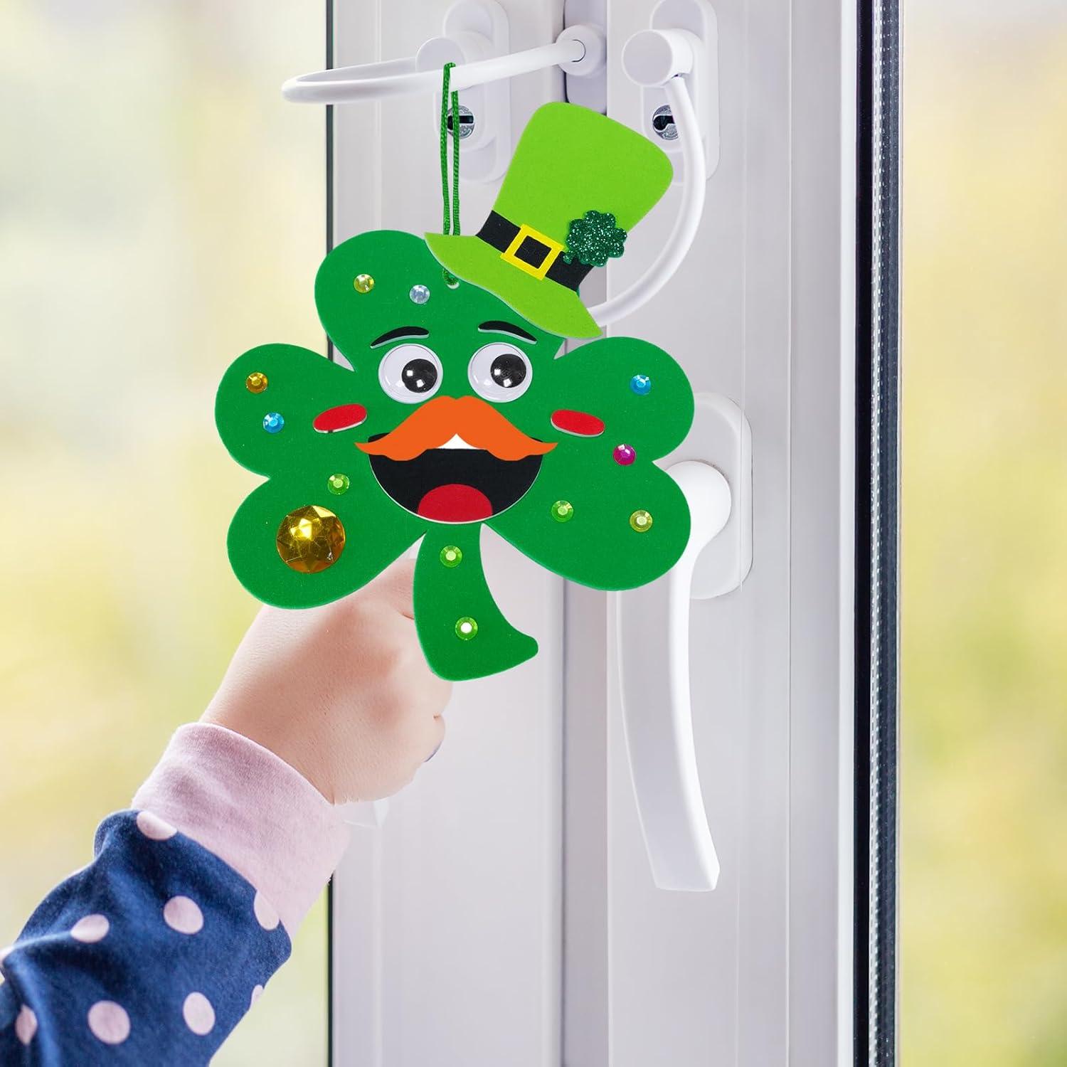 image:imageWinlyn 27 Sets St Patricks Day Decorations Lucky Shamrock Ornaments DIY St Pats Craft Kits FourLeaf Clover Irish Lucky Shamrock Foam Stickers for Kids Party Classroom Home Activities Art Project
