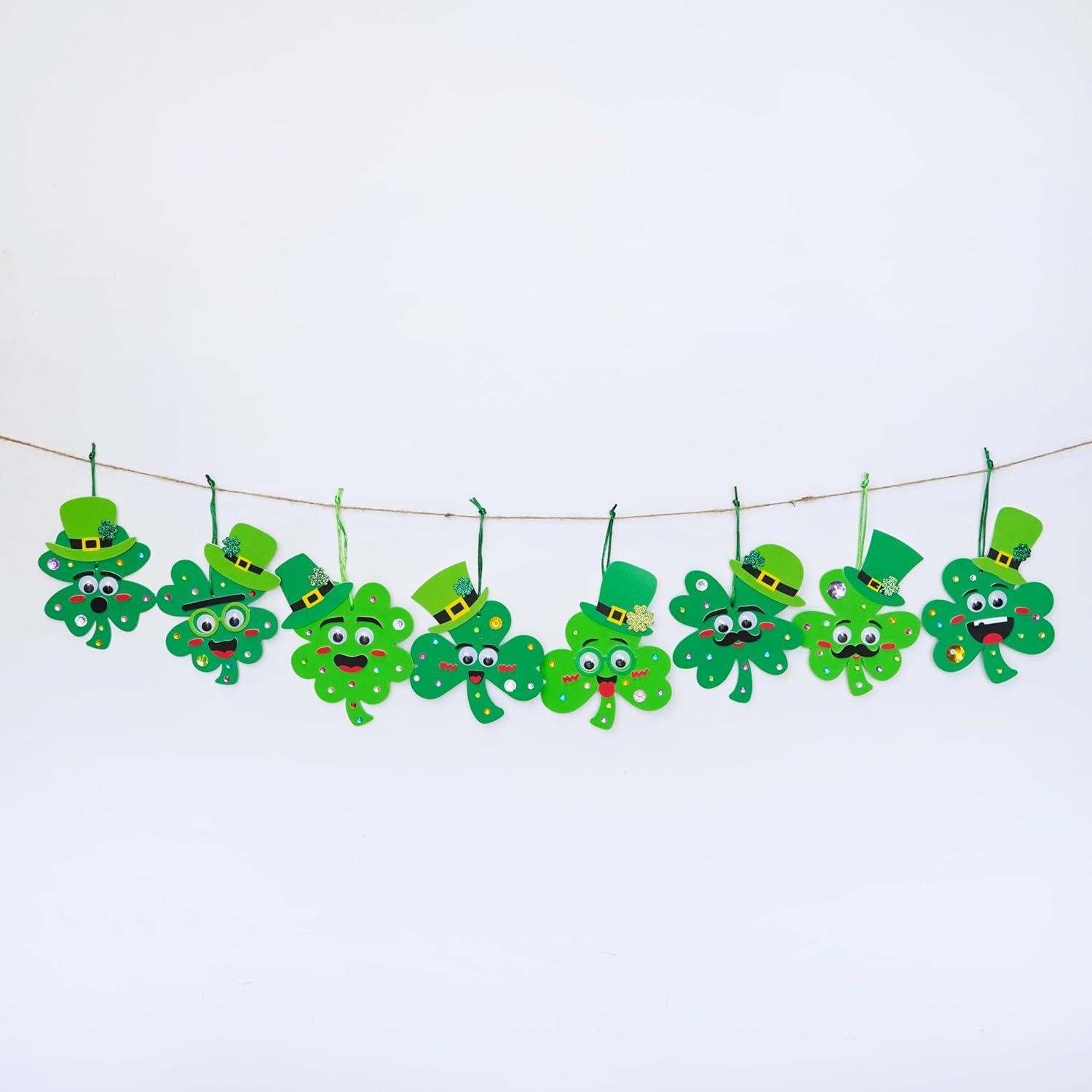 image:imageWinlyn 27 Sets St Patricks Day Decorations Lucky Shamrock Ornaments DIY St Pats Craft Kits FourLeaf Clover Irish Lucky Shamrock Foam Stickers for Kids Party Classroom Home Activities Art Project