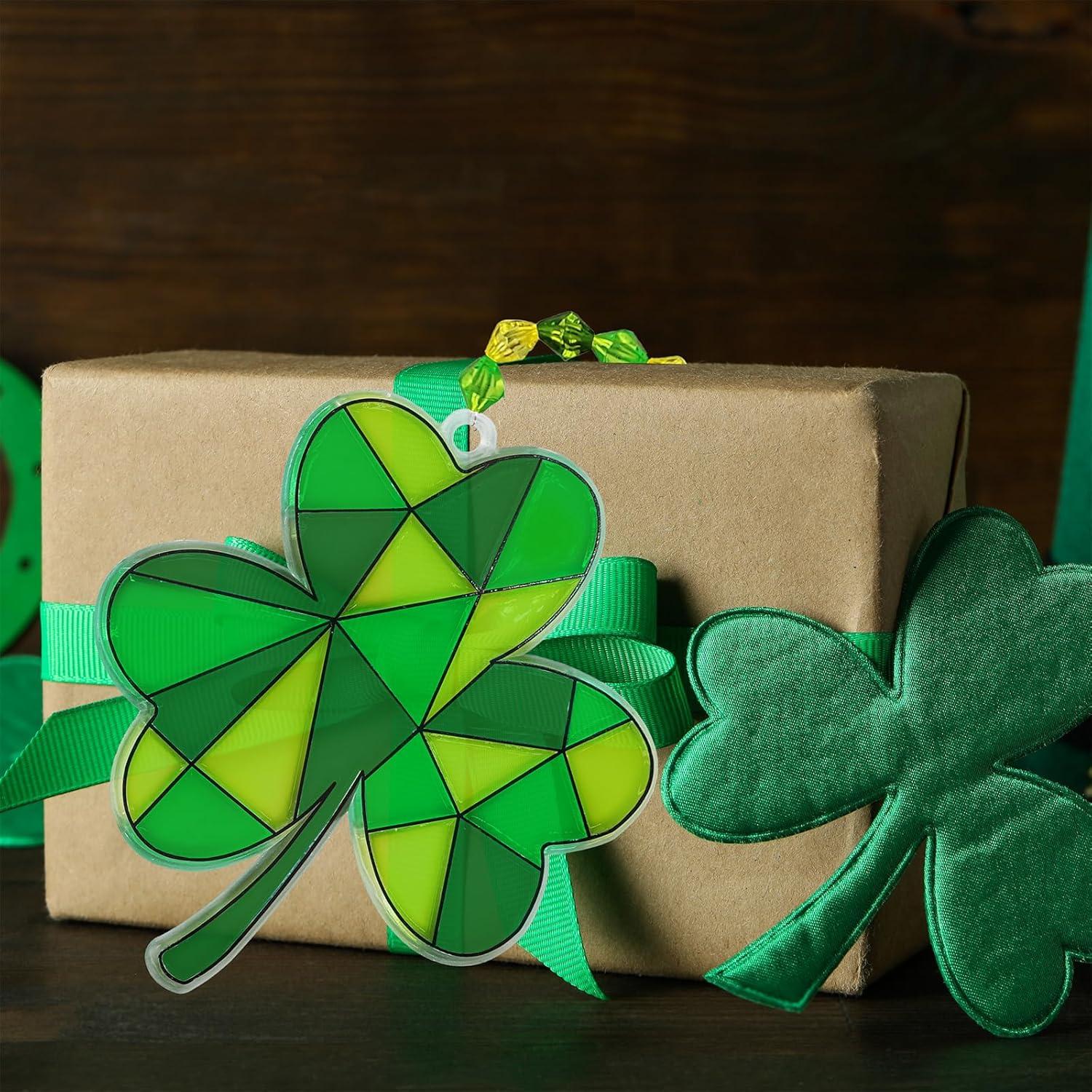 image:imageWinlyn 27 Sets St Patricks Day Shamrock Suncatchers Ornaments Decorations DIY Window Paint Art Suncatchers St Pats Craft Kits Lucky FourLeaf Clover Sun Catchers for Kids Party Classroom Activity