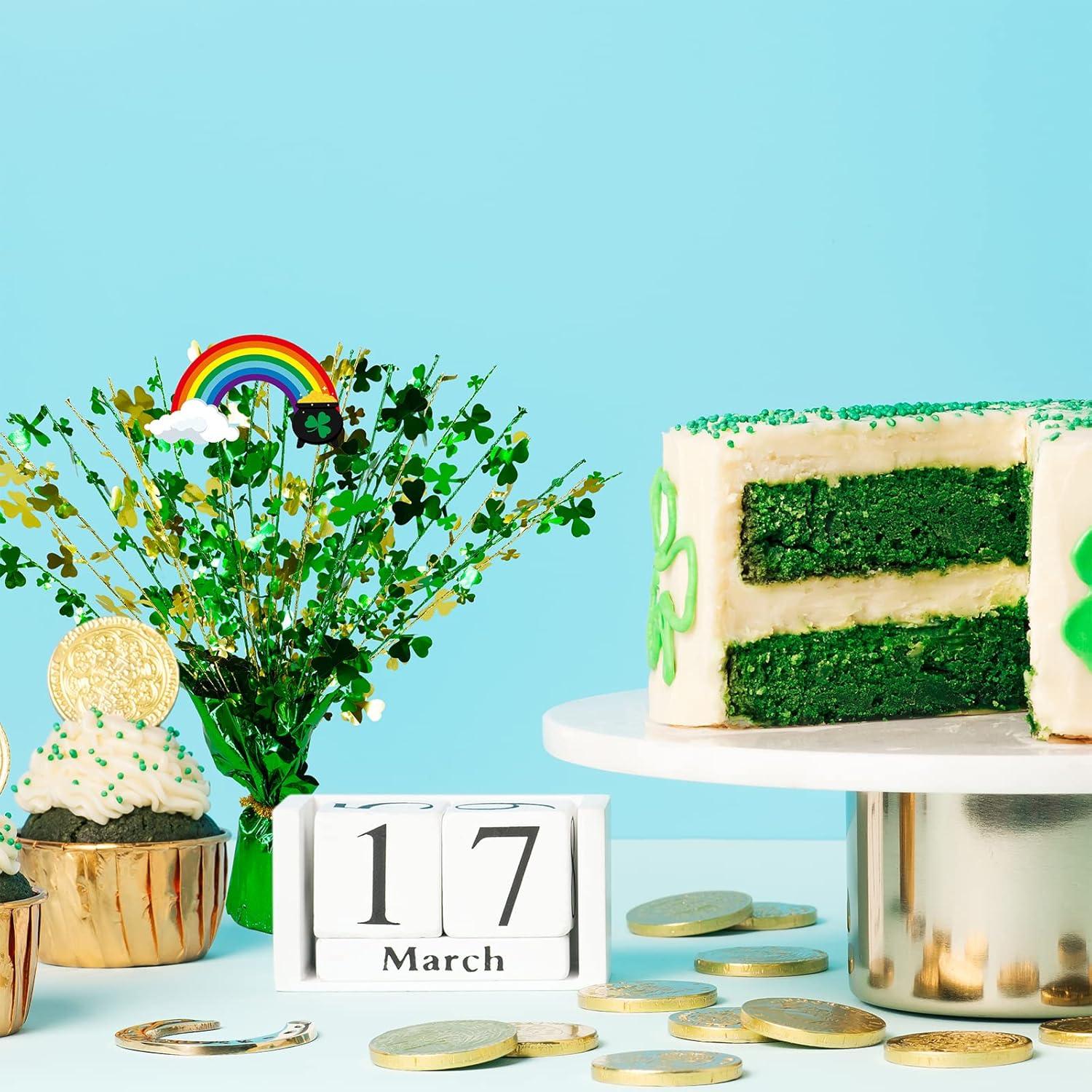 image:imageWinlyn 3 Pcs St Patricks Day Shamrock Spray Centerpieces Green Metallic Foil Shamrock Centerpieces Gleam N Burst Centerpieces Balloon Weight Centerpieces for St Pattys Day Party Table Decorations118 in height