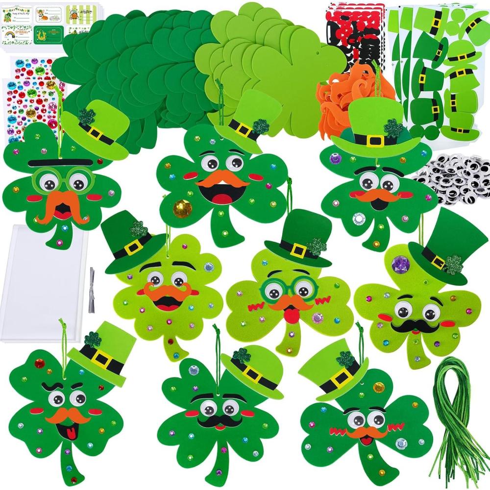 image:imageWinlyn 27 Sets St Patricks Day Decorations Lucky Shamrock Ornaments DIY St Pats Craft Kits FourLeaf Clover Irish Lucky Shamrock Foam Stickers for Kids Party Classroom Home Activities Art Project