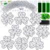 Winlyn 27 Sets St. Patrick’s Day Shamrock Suncatchers Ornaments Decorations DIY Window Paint Art Suncatchers St. Pat’s Craft Kits Lucky Four-Leaf Clover Sun Catchers for Kids Party Classroom Activity
