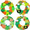 12 Sets St. Patrick’s Day Shamrock Wreath Sign Decorations Foam St. Patrick’s Day Craft Kits Lucky Shamrock Four-Leaf Clover Rainbow Foam Stickers for Kids Party Favors Classroom Activity Art Project
