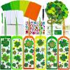 Winlyn 24 Sets St. Patrick’s Day Decorations DIY 3D Shamrock Bookmark Craft Kits Blank Foam Bookmarks Lucky Shamrock Four Leaf Clover Stickers for Kids Reading Gifts Classroom Activities Art Projects