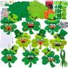 Winlyn 27 Sets St. Patrick’s Day Decorations Lucky Shamrock Ornaments DIY St. Pat’s Craft Kits Four-Leaf Clover Irish Lucky Shamrock Foam Stickers for Kids Party Classroom Home Activities Art Project