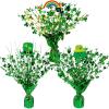 Winlyn 3 Pcs St. Patrick’s Day Shamrock Spray Centerpieces Green Metallic Foil Shamrock Centerpieces Gleam ‘N Burst Centerpieces Balloon Weight Centerpieces for St. Patty’s Day Party Table Decorations(11.8″ in height)