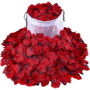 Winlyn 3000 Pcs Red Silk Rose Petals Set – Scented Ready-to-use Separated Realistic Artificial Rose Flower Petals for Romantic Night for Her for Him for Weddings Anniversaries Valentine’s Day Decor(Red)