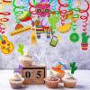 Supla 30 pcs Fiesta Hanging Swirl Decorations Mexican Fiesta Cinco De Mayo Party Swirls Hanging Swirl Streamers Foil Hanging Ceiling Décor for Ceiling Spiral Decorations Party Backdrops