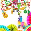 Supla 30 pcs Fiesta Hanging Swirl Decorations Mexican Fiesta Cinco De Mayo Party Swirls Hanging Swirl Streamers Foil Hanging Ceiling Décor for Ceiling Spiral Decorations Party Backdrops