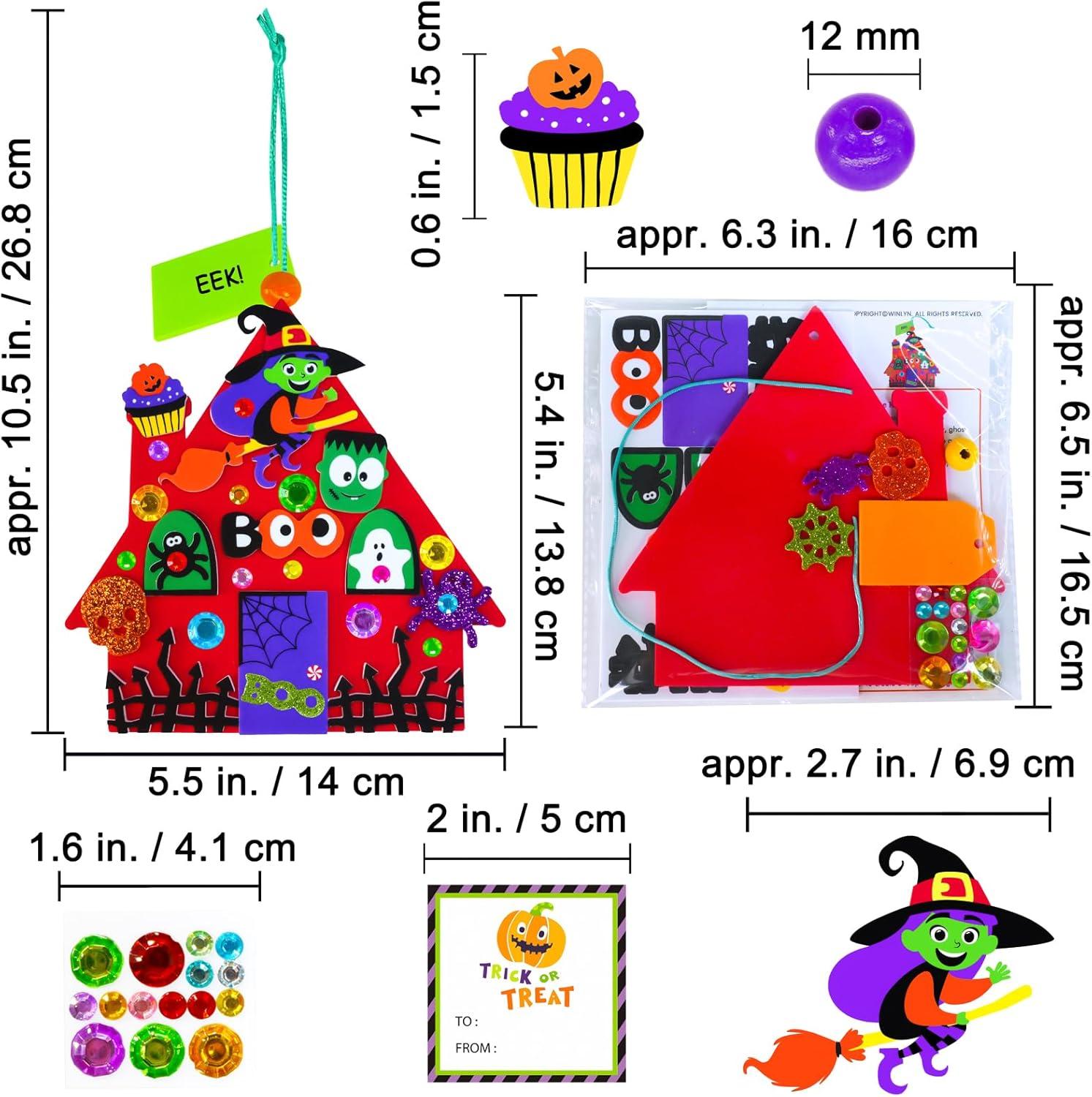 image:imageWinlyn 24 Sets Halloween Crafts Kits DIY Halloween House Ornaments Decorations Art Sets Monster Ghost Bat Foam Stickers Fall Arts and Crafts for Kids Classroom Activities TrickorTreat Party Favors